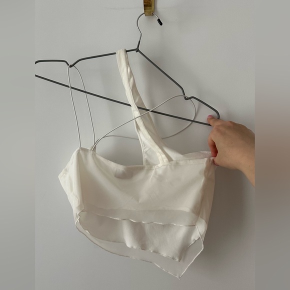 Oh Polly White Asymmetrical Halter Crop Top Cutout Y2K Style - Picture 8 of 9